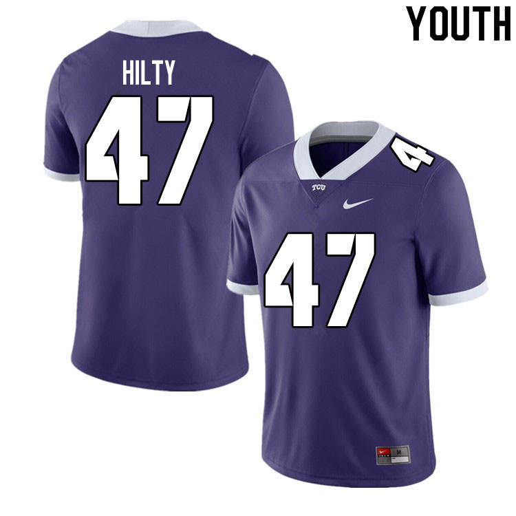 Youth #47 Alex Hilty TCU Horned Frogs College Football Jerseys Sale-Purple - Click Image to Close